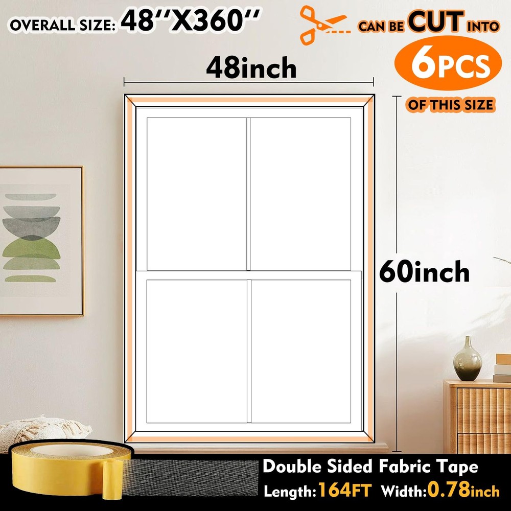 Window Insulation for Winter - 48x360 Inch Plastic for Winterizing Windows, F...