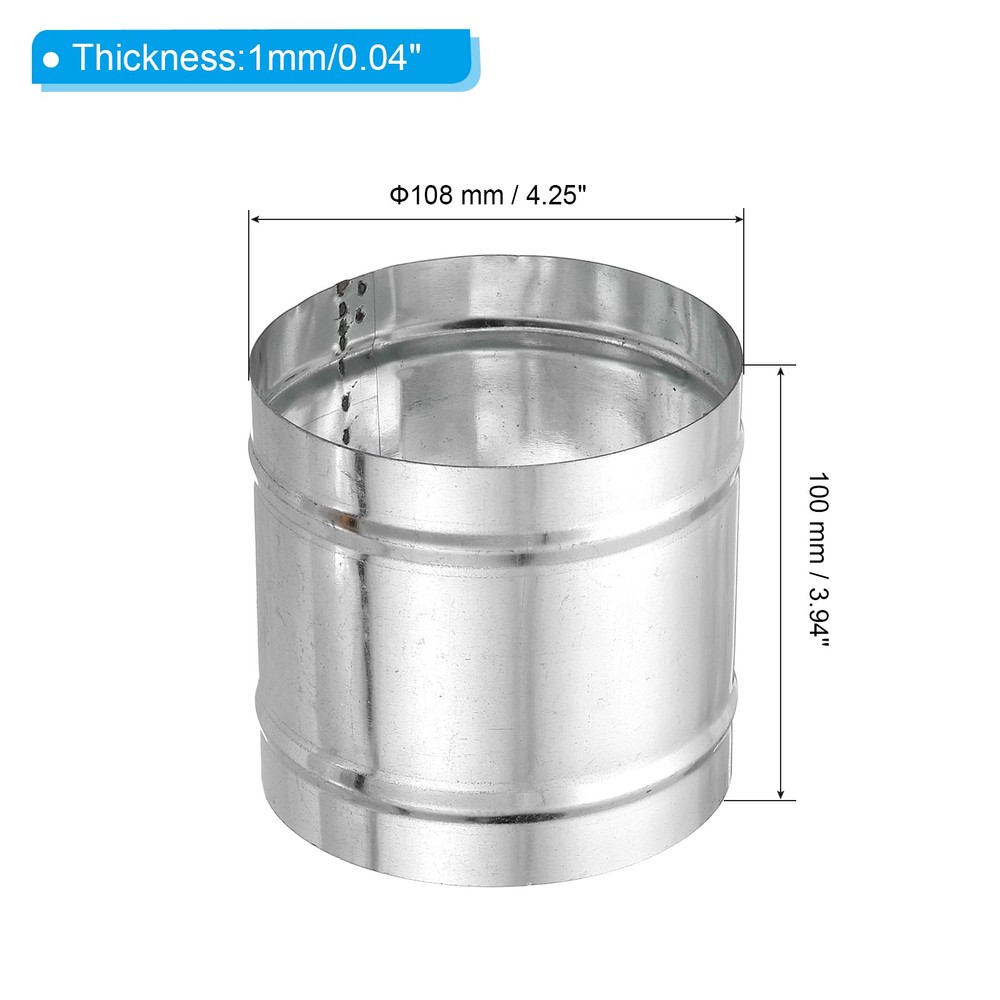 110mm/4.3" Duct Connector, Galvanized Steel Duct Coupling, 4" Long