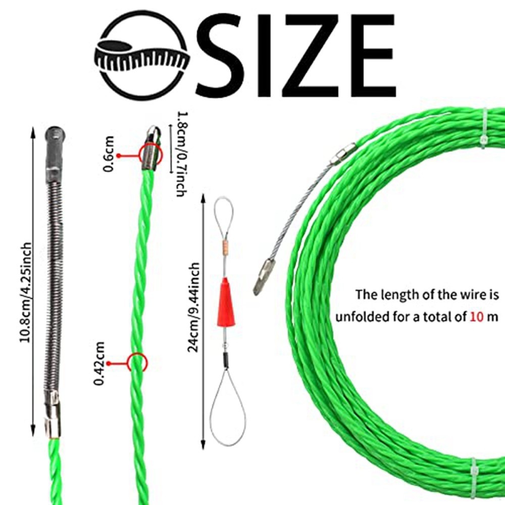 1 Set Fish Strap Cable Puller Kit 4.5mm PET Electrical Cable Puller, Green Poly9552
