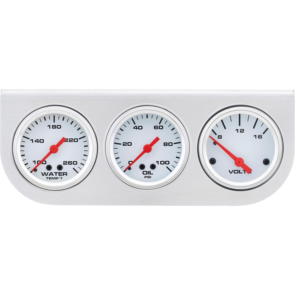 Speedway 3-Gauge Set with Aluminum Panel, Black, Brushed