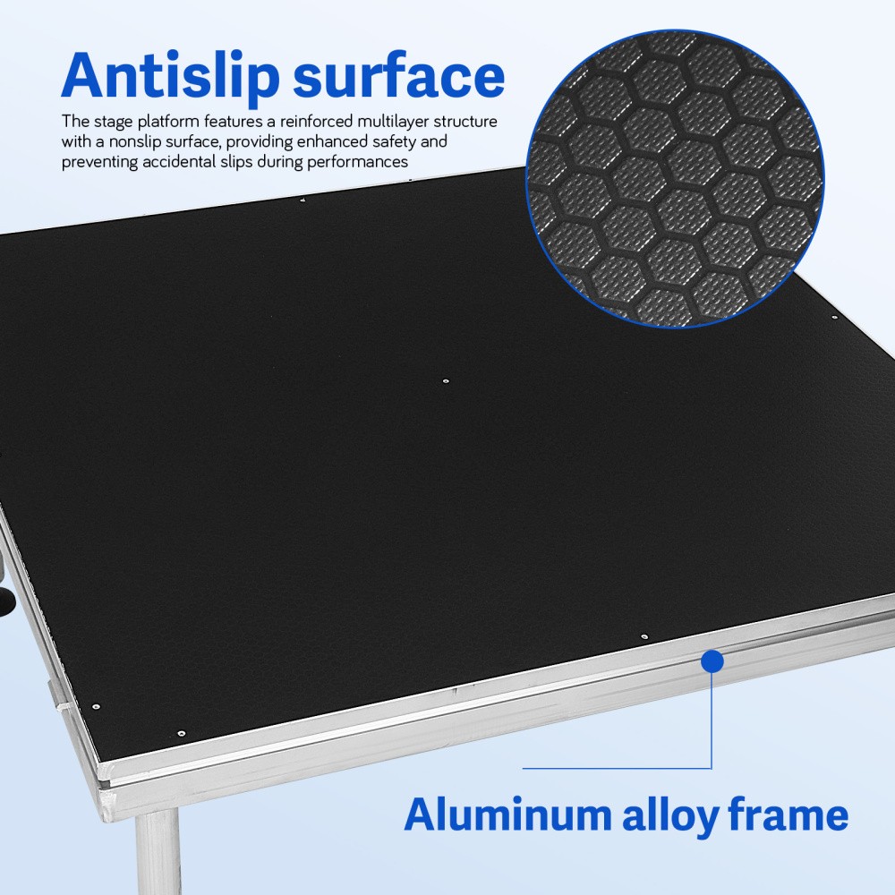 4 *4 ft Portable Stage Platform Modular System Adjustable Height Riser 24" - 40"