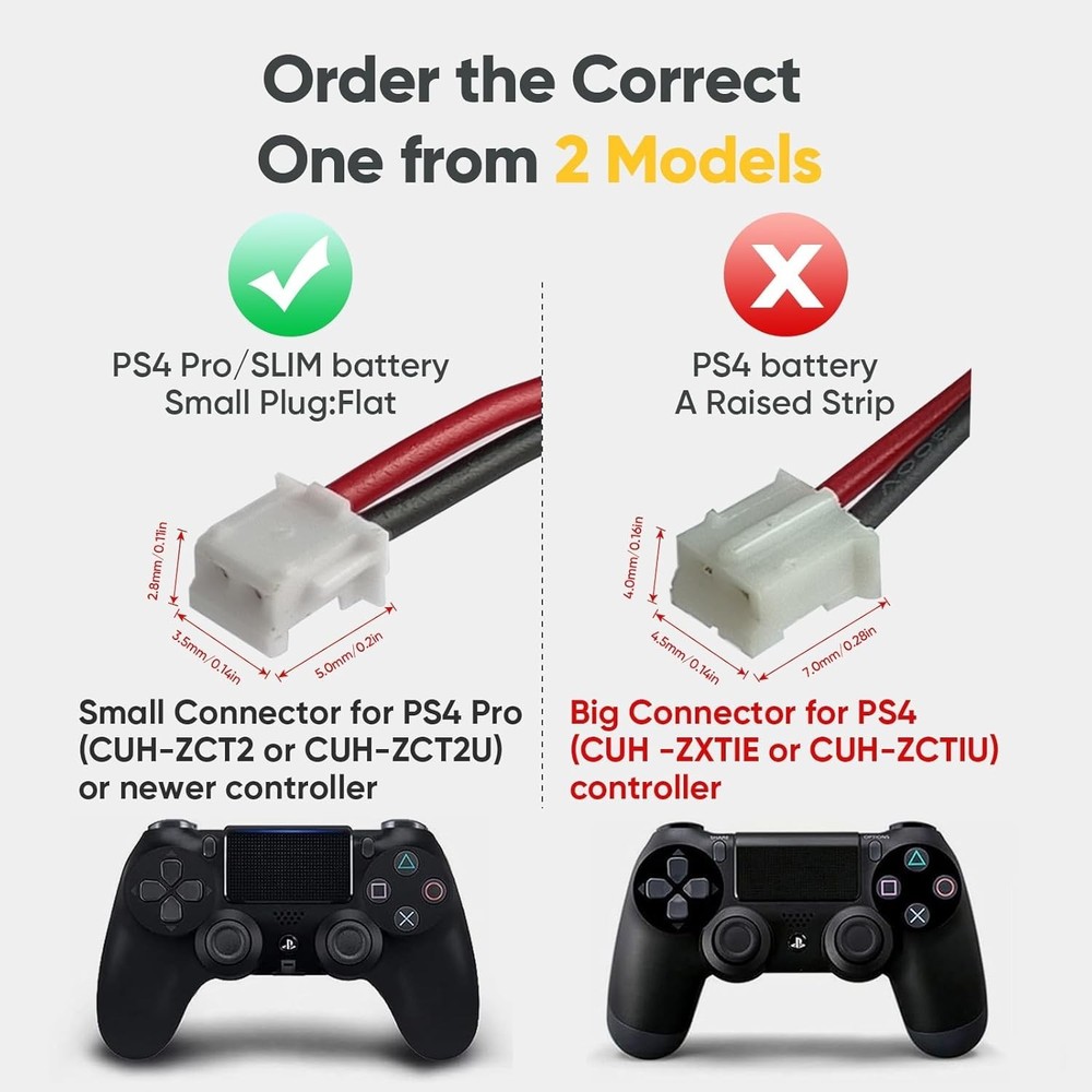 2pcs PS4 Controller Battery,2500mAh Replacement for PS4 Pro Slim Controller 2...