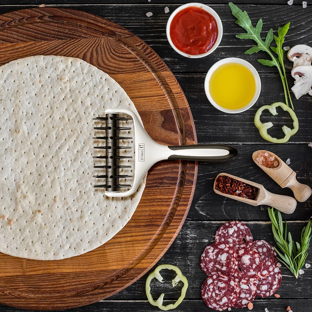 Pizza Dough Docker Pastry Roller with Spikes, Pizza Docking Tool for Home & Comm