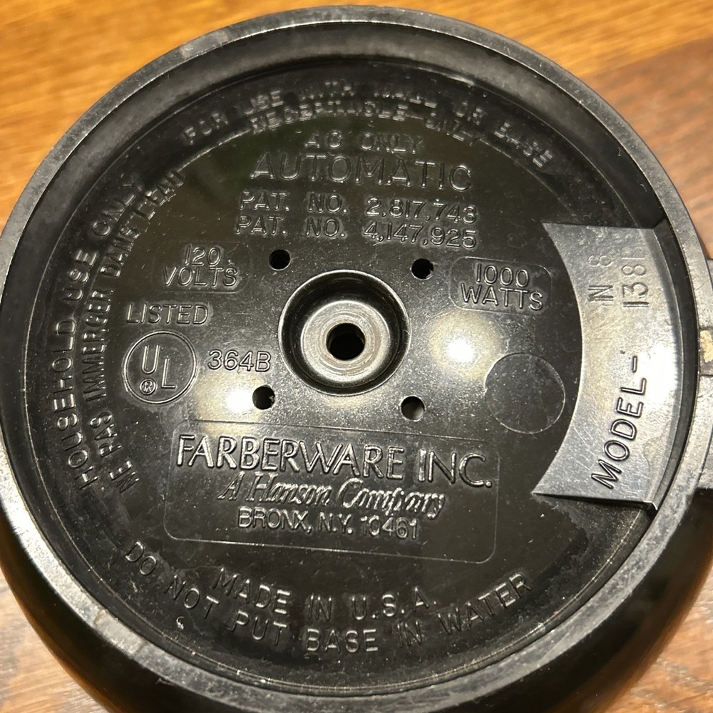 FARBERWARE Superfast 2-8 Cup Coffee Percolator Replacement Base Only #138B