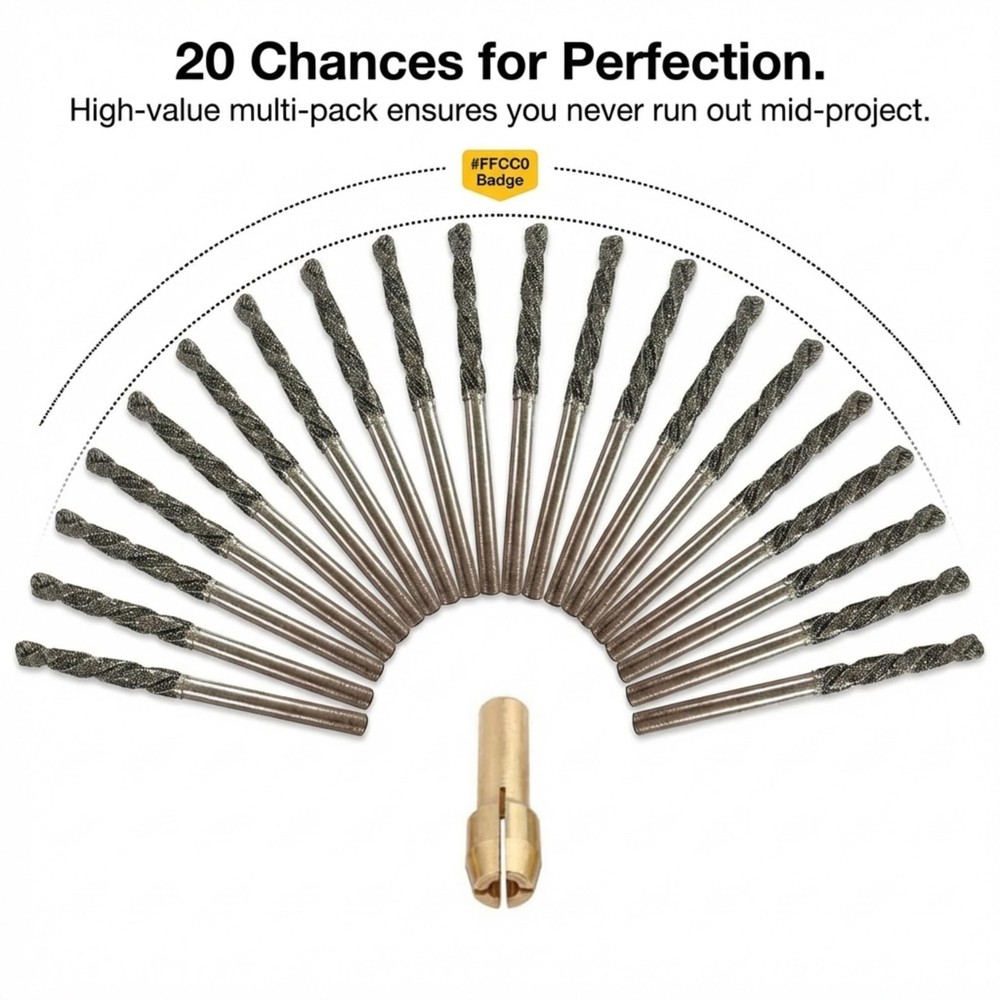 Drilax 20 Pc 2.5mm Diamond Drill Bit Set, Rotary Tool Bits with Collet,