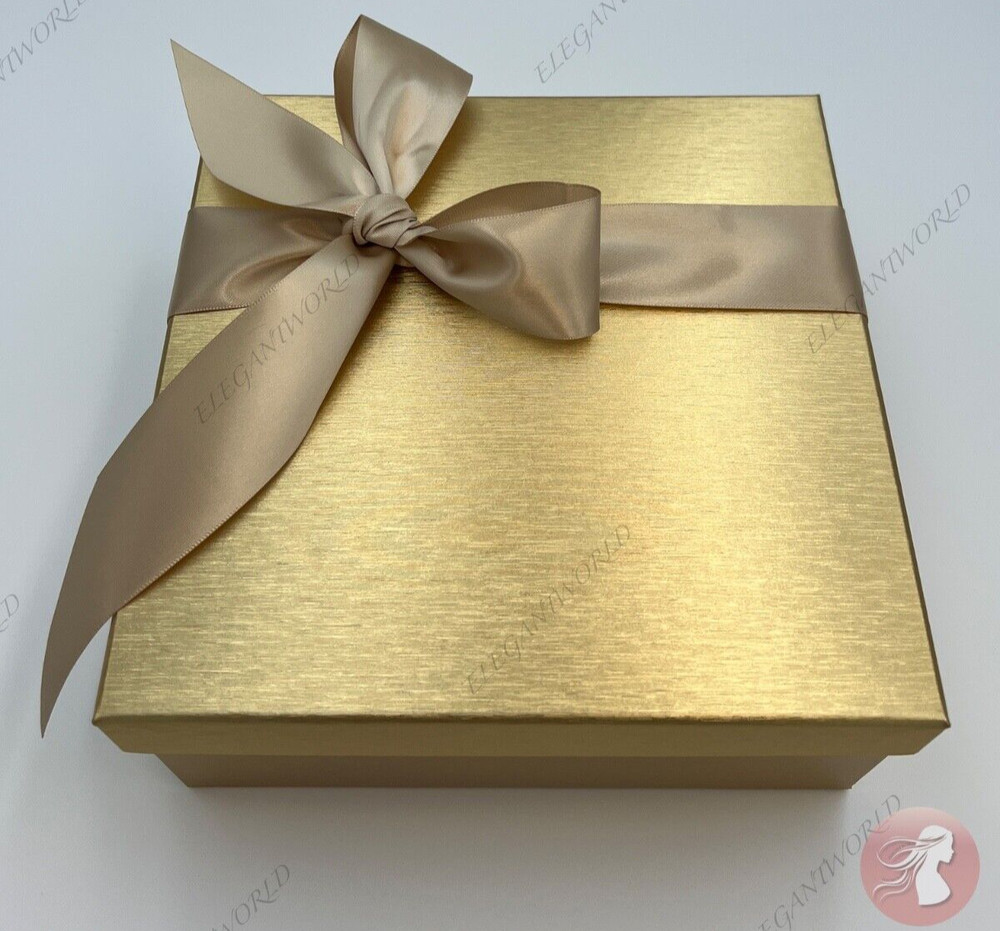Gold Empty Gift Box 8" X 8" X 3.5" New