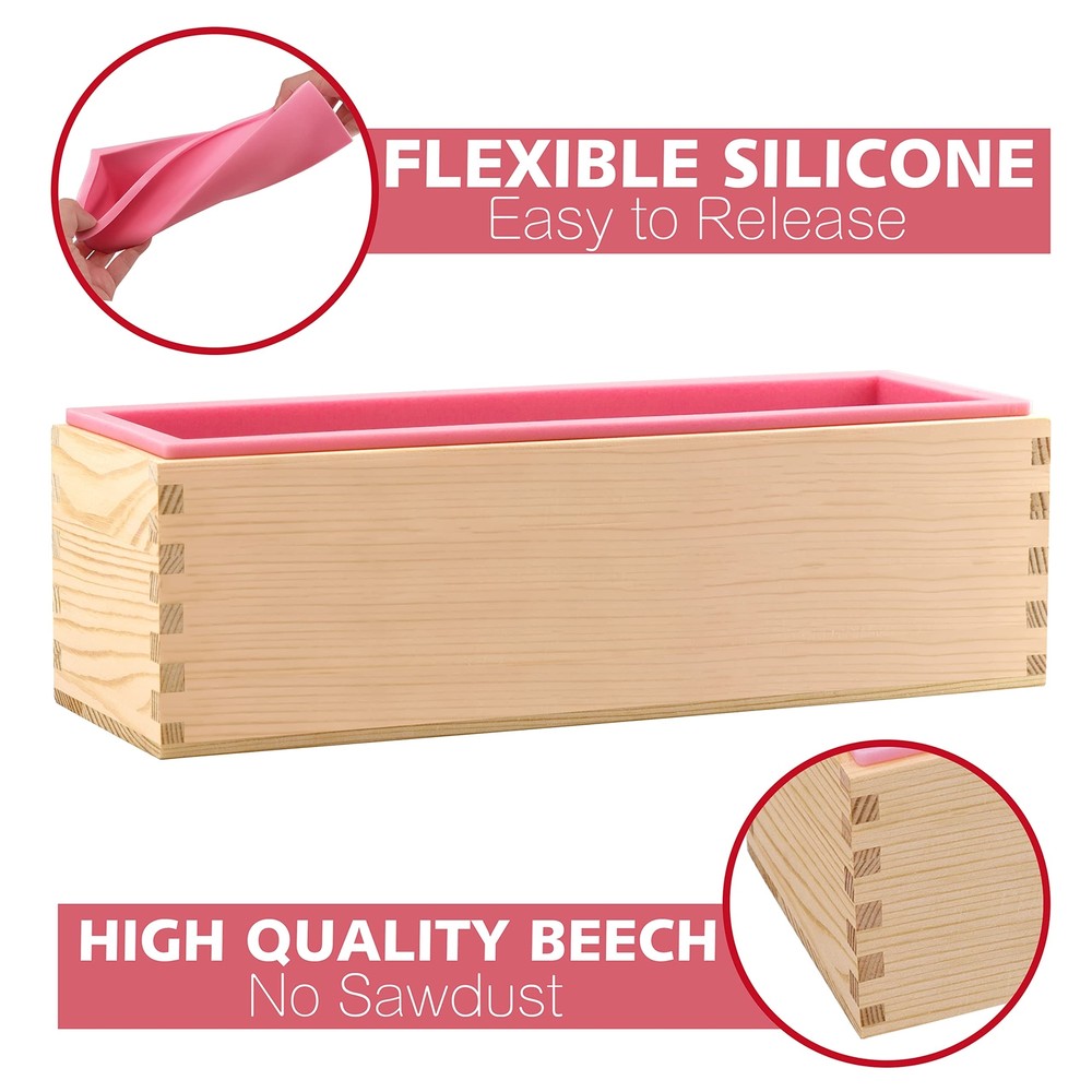 LERYKIN Rectangular Soap Mold Kit with Cutter- 42Oz Flexible Silicone Loaf