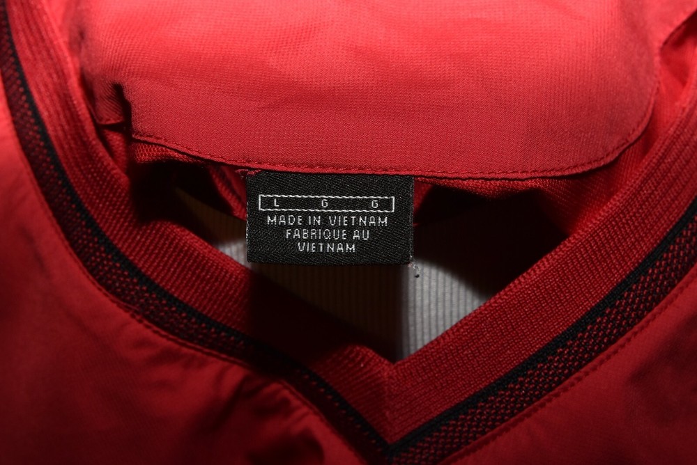 NIKE GOLF V NECK MEN L RED POLYESTER PULLOVER GOLF WARMUP TOP JACKET LONG SLEEVE