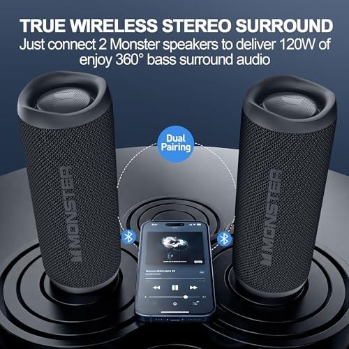 Bluetooth Speaker, Wireless Portable Outdoor Bluetooth Speakers, Deep Black