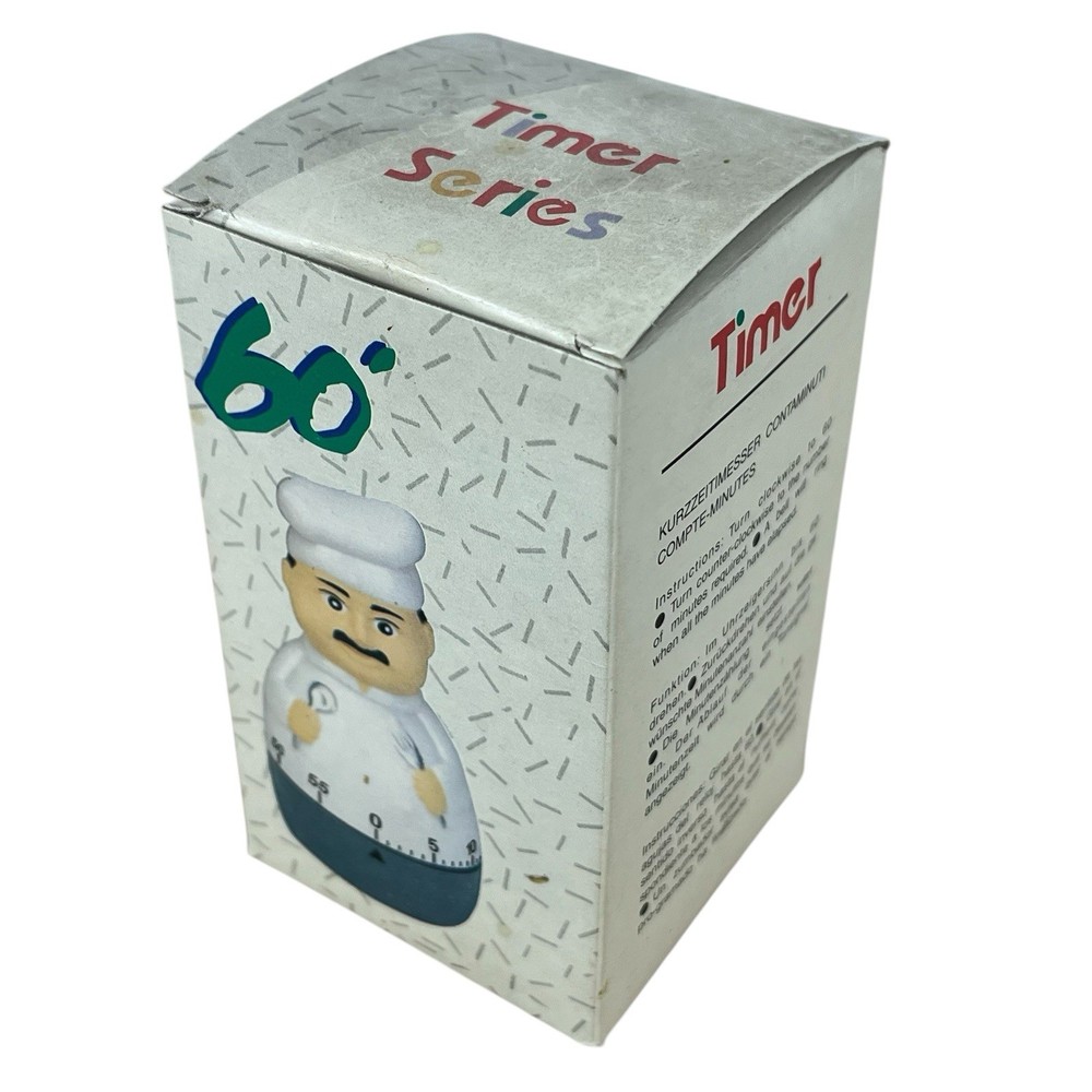 Chef Shaped 60 Minute Mechanical Kitchen Timer 4" Tall Tested Works