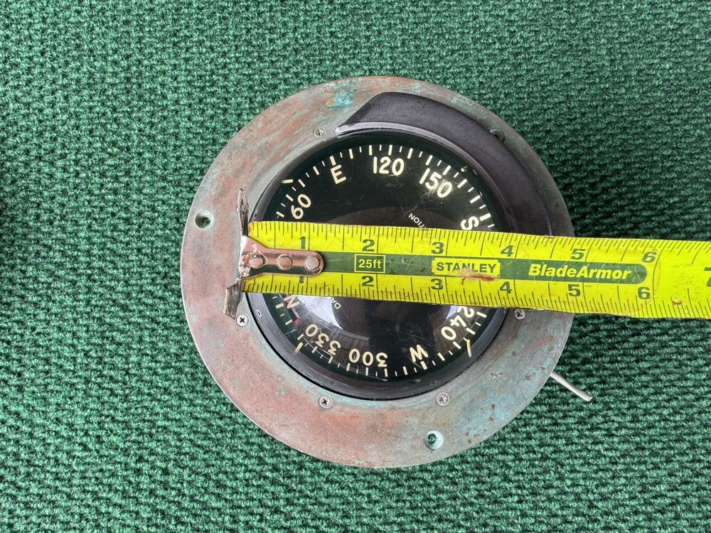 Vintage DANFORTH CONSTELLATION Dash Mount Compass Brass Bezel