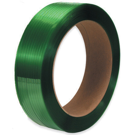 5/8" x 4400' 16 x 6" Core Polyester Strapping, Green