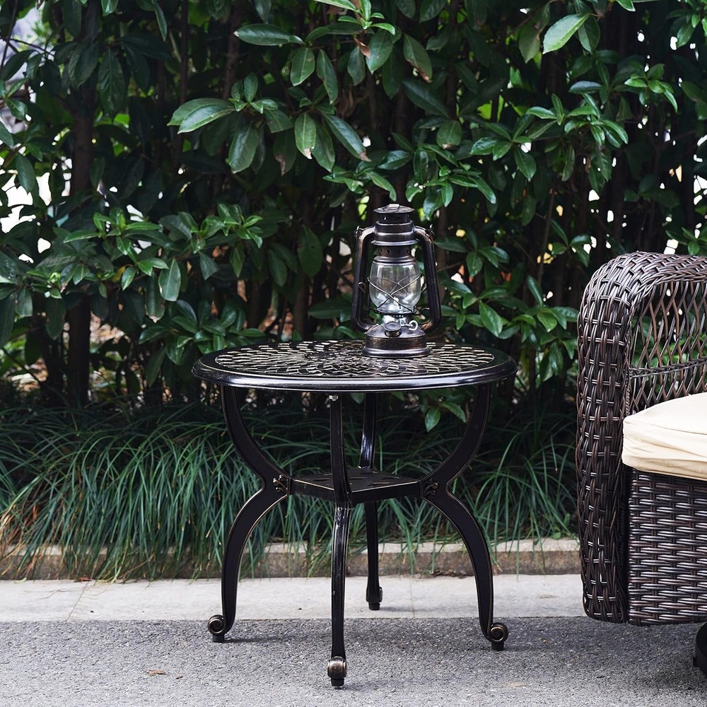 Patio,Rust -Resistant Cast Aluminum Side Table,Weather Resistant End Table