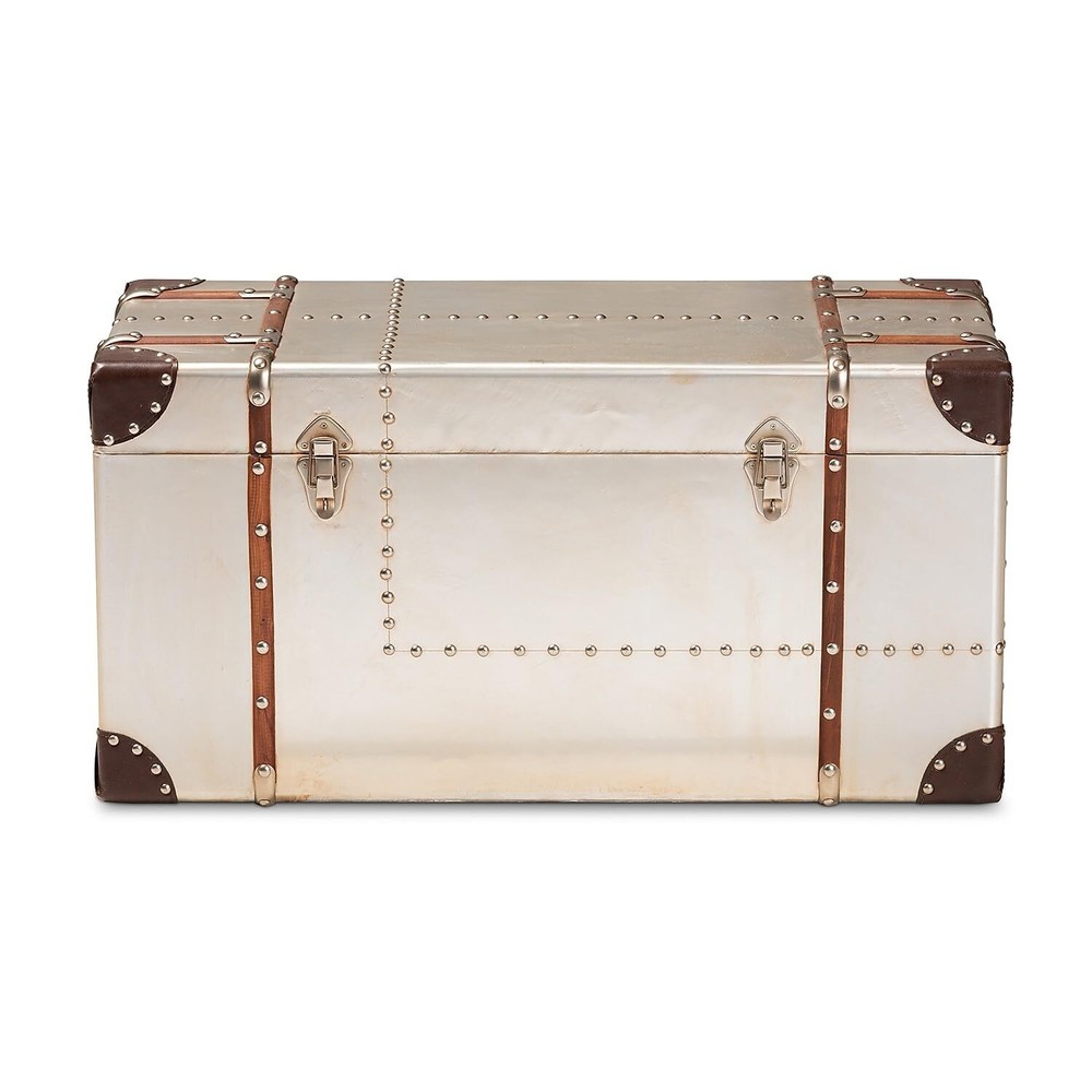 Baxton Studio Bechet Storage Trunk Silver (154-9188-HiT)