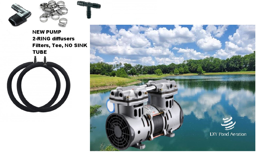 Professional Fish Pond Aerator KIT w/ 2-48" Diffusers +1/2hp Compressor 1+acre