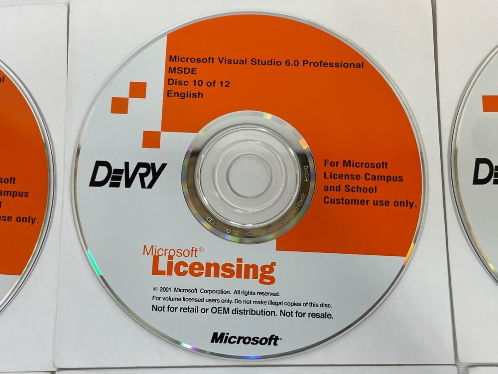 Microsoft DeVry Visual Studio 6.0 Professional 12-Disc Complete Set Software CD