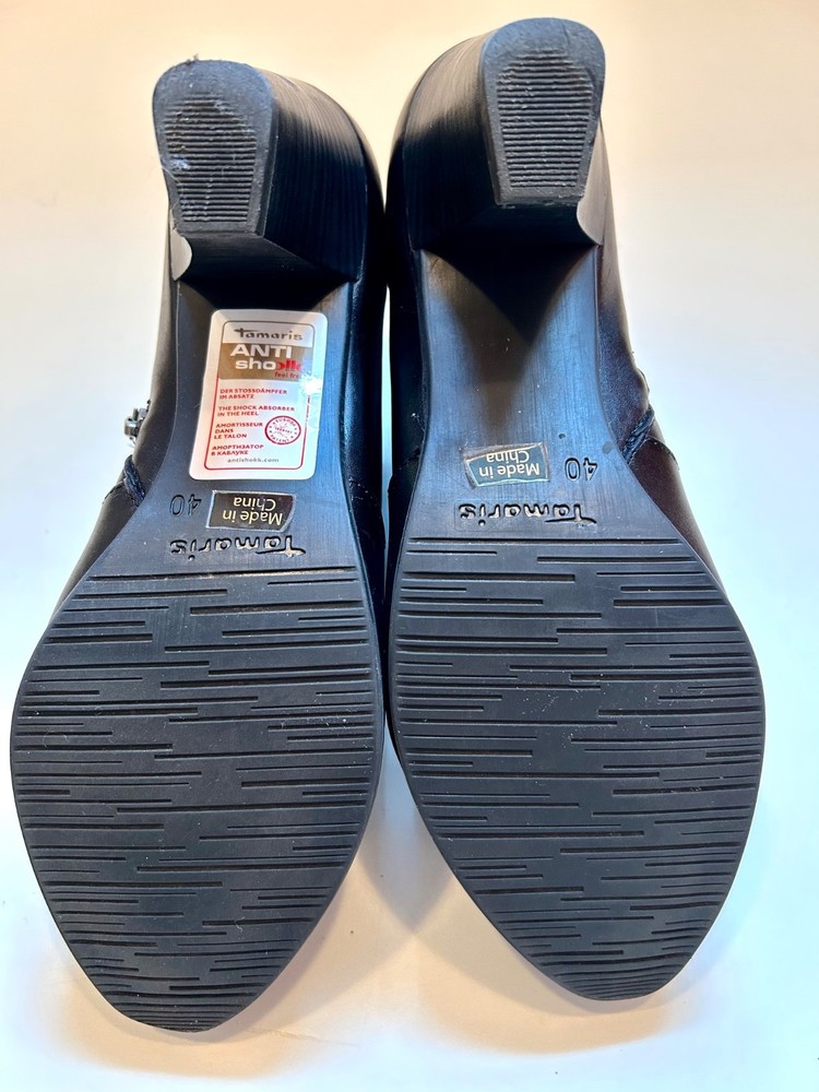 Tamaris Black Leather Booties, size 40