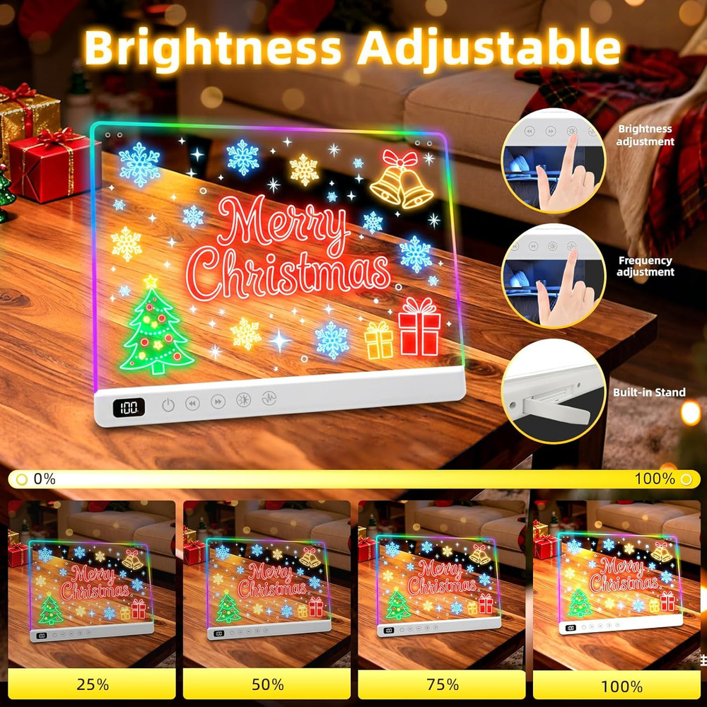 Led Drawing Board with 13 Light Effects, 16" Rechargeable Glow Doodle LED Note B