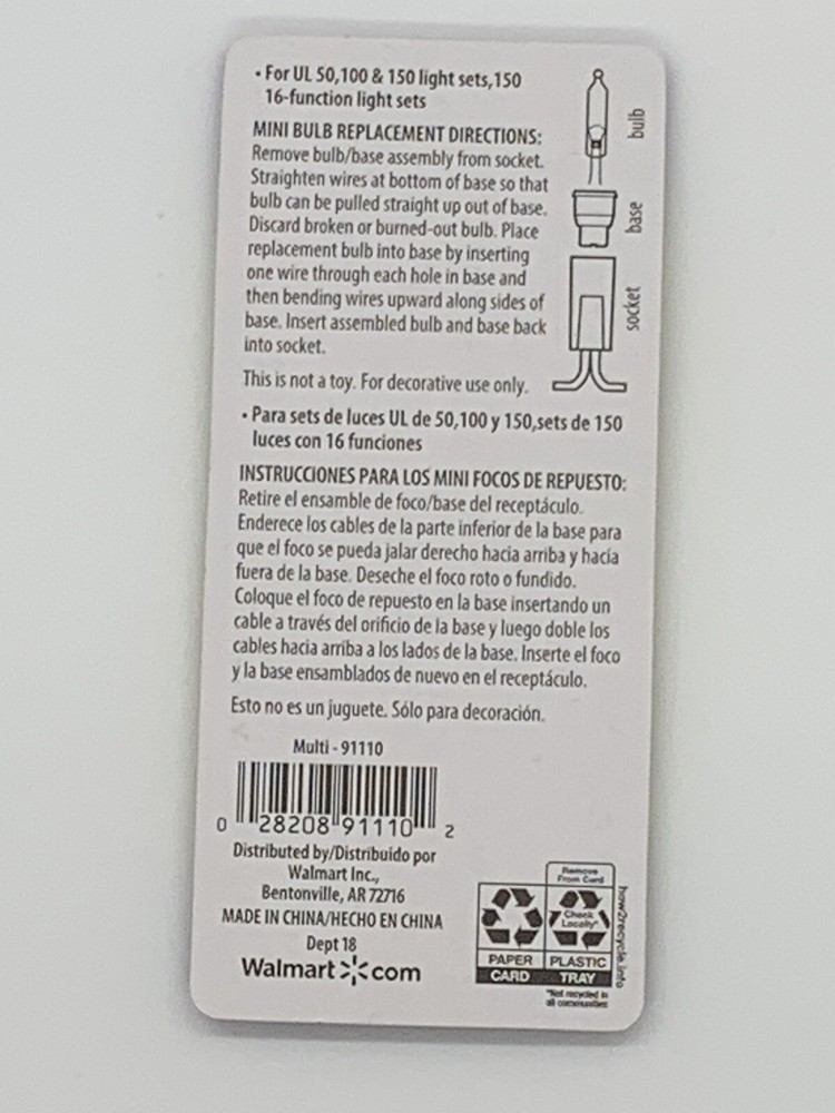 Light Keeper Pro 10-Pack Replacement Bulbs Colored 2.5V 170mA Christmas Tree