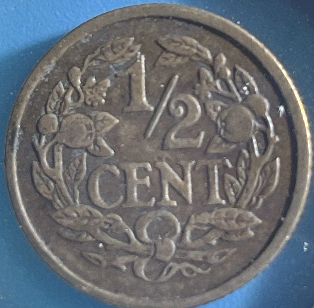 1912 Netherlands ½ Cent — Collector Grade — Historic Copper.