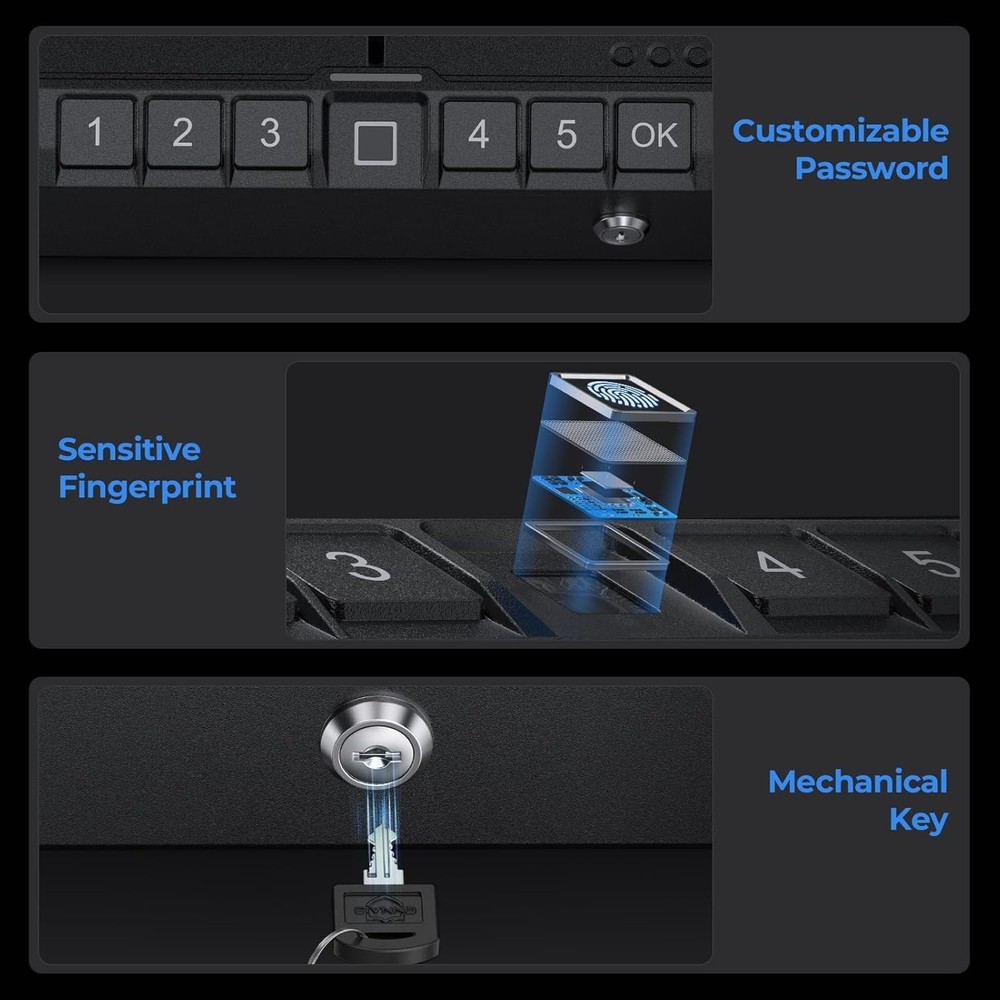Stylish Biometric Handgun Safe – Secure Your Firearm with Fast Access Technology
