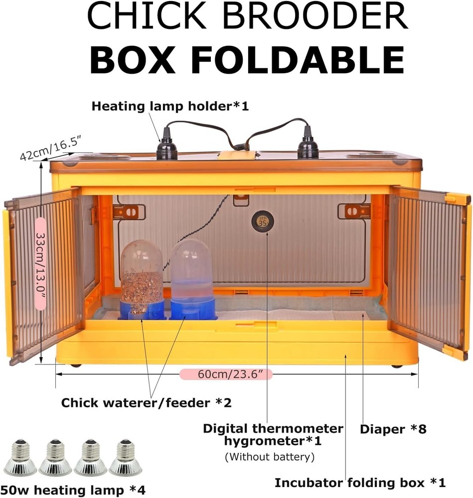 Chicken Brooder Box for Chicks Brooder Heater Chicks w/ Thermometer for 20 Ducks