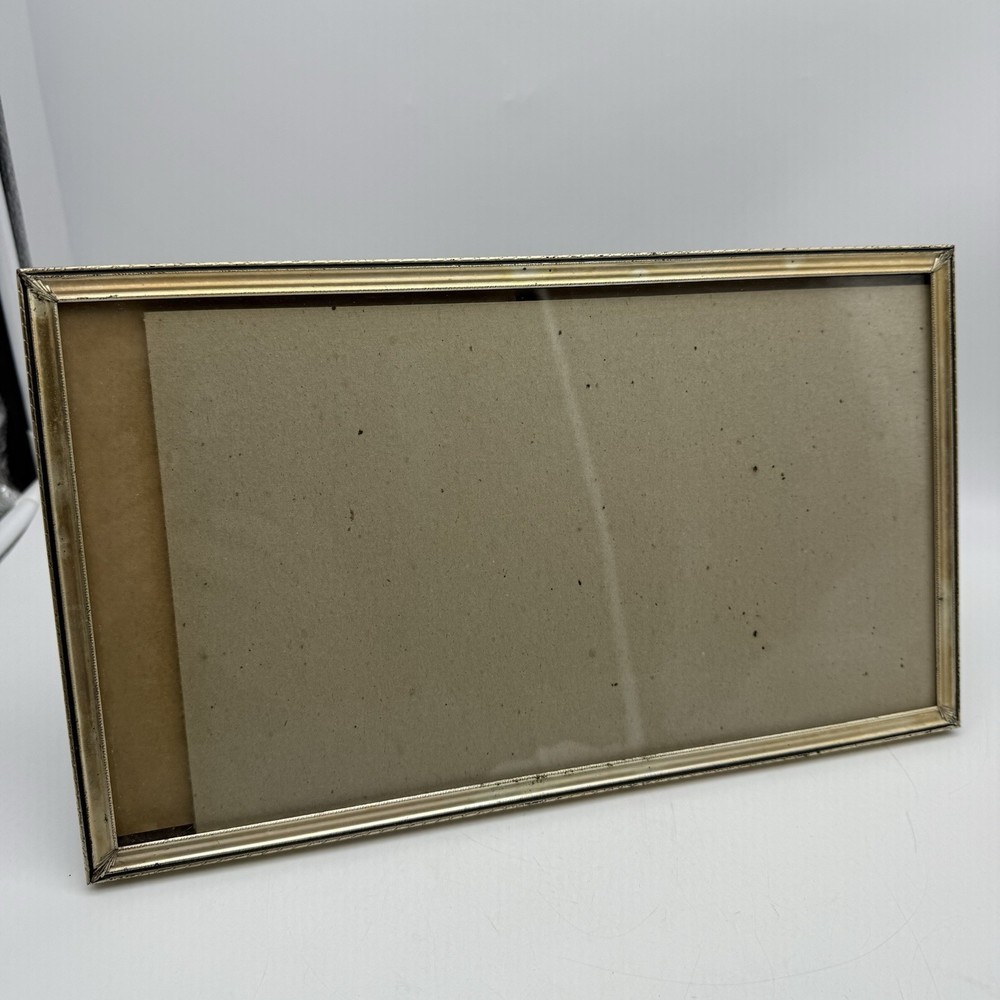 Long Rectangular Picture Frame Metal Flower Etched Sides Free Standing