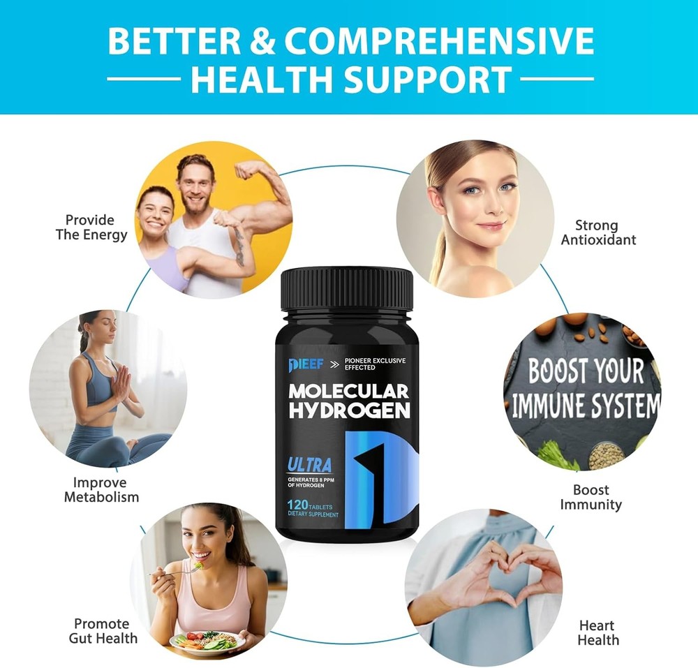 Hydrogen Water Tablets, 120 Tablets Fast-Dissolving H2 Molecular Hydrogen