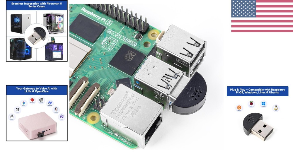 Compact USB Microphone for Raspberry Pi 5/4B/3B+ & Laptops – No Driver Needed