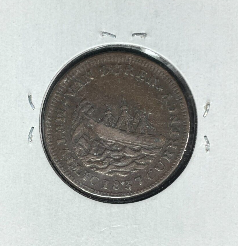 1841 DANIEL WEBSTER PLAIN EDGE HT#22 HARD TIMES TOKEN ~NICE LOOKING TOKEN~