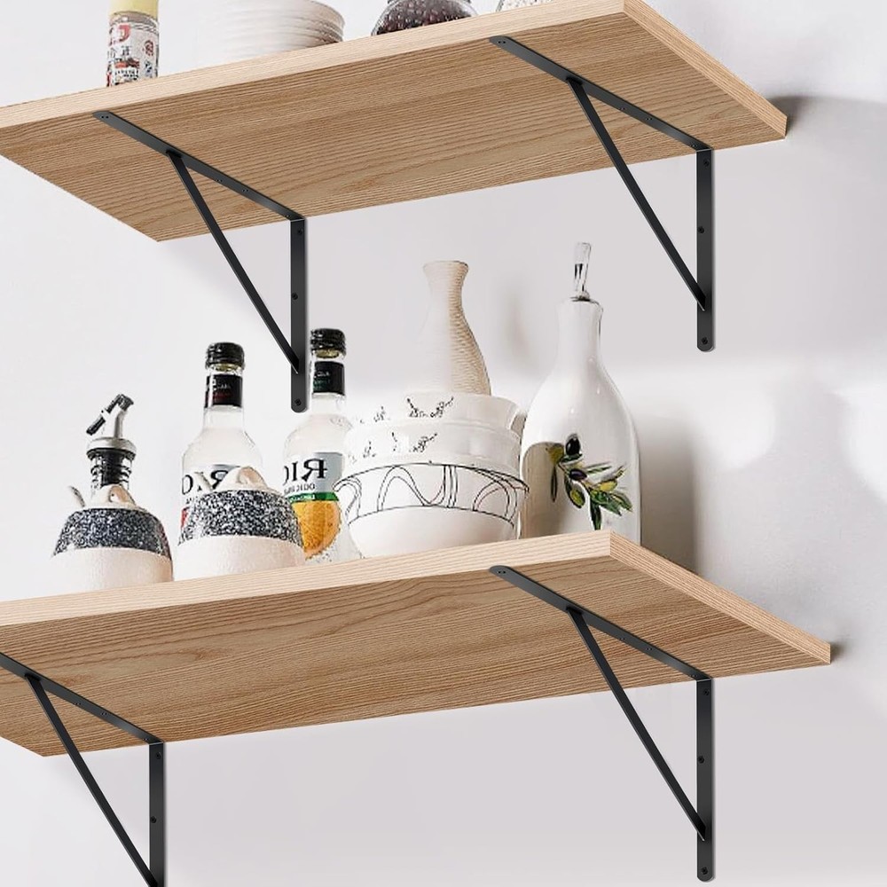 Matte Black Metal Shelf Angle Brackets - 16 Pack