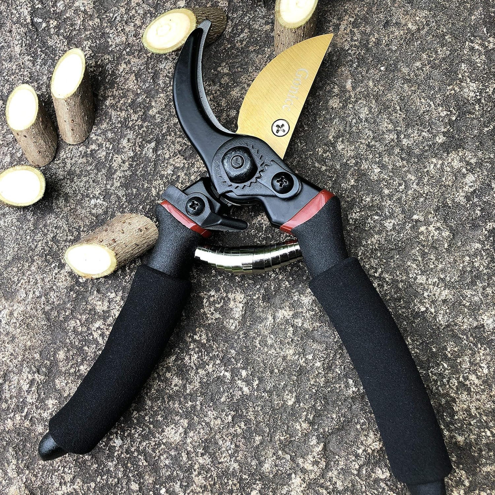 8" Professional Premium Titanium Bypass Pruning Shears, Hand Pruners, Garden Cli