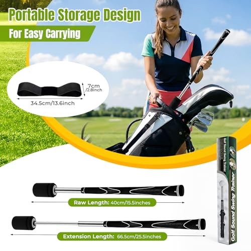 Retractable Golf Swing Training Aid, Golf Grip Trainer for Chipping Hitting,