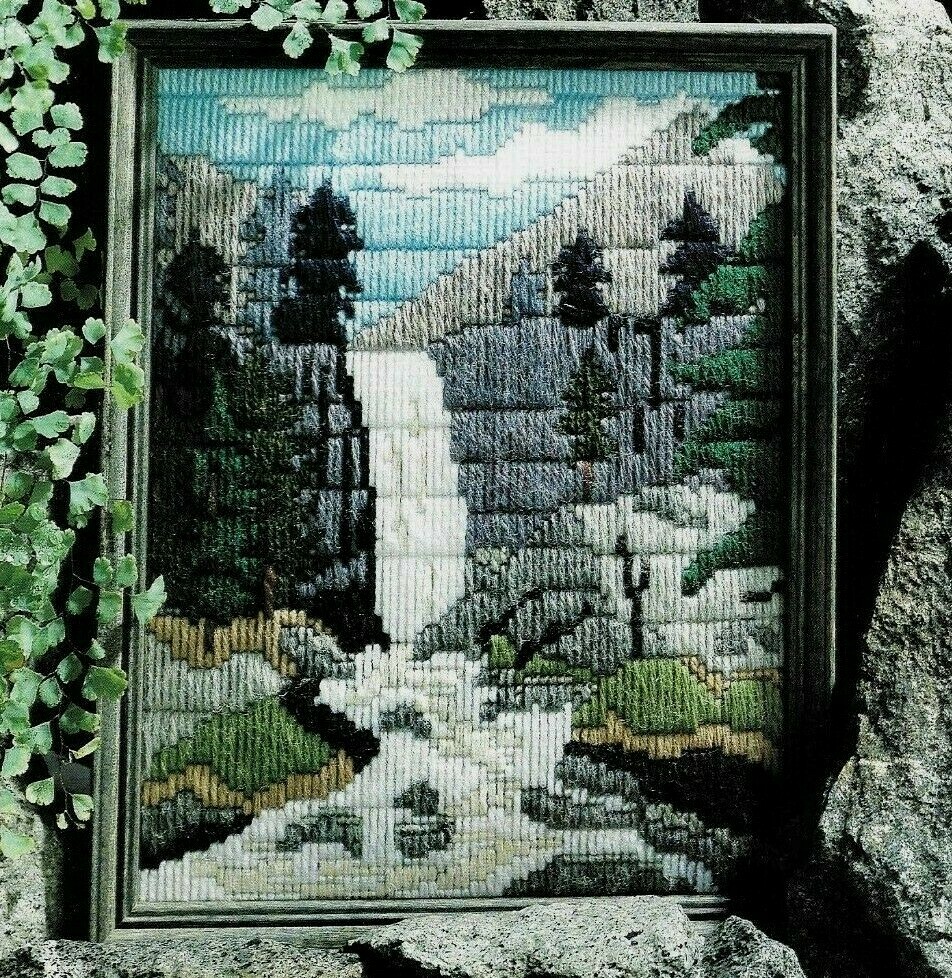 MAJESTIC TRANQUILITY WATERFALL HOME DECOR PLASTIC CANVAS PATTERN INSTRUCTIONS