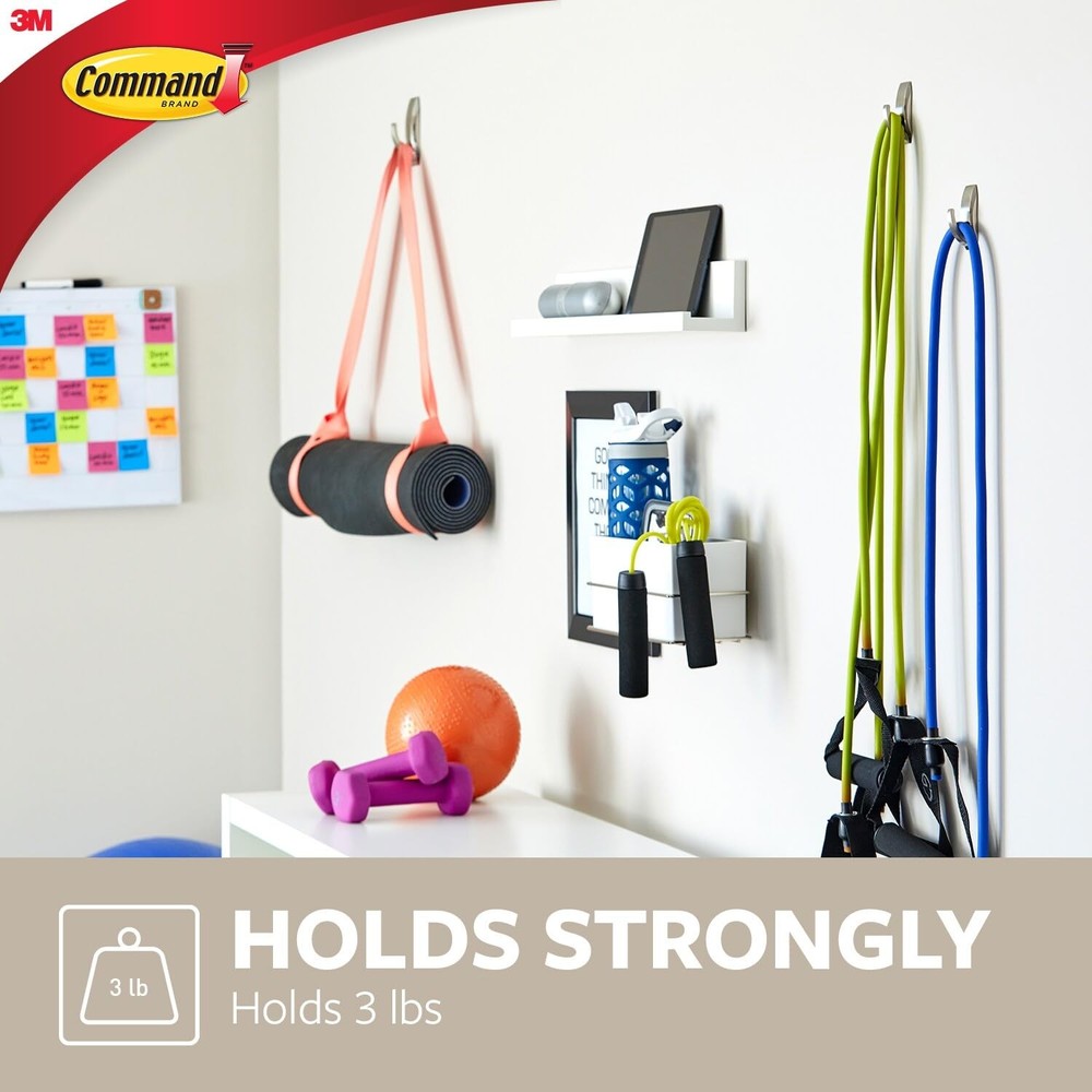 Command Medium Brushed Nickel Wall Hooks, 2 Coat Hooks and 4 Command Strips,