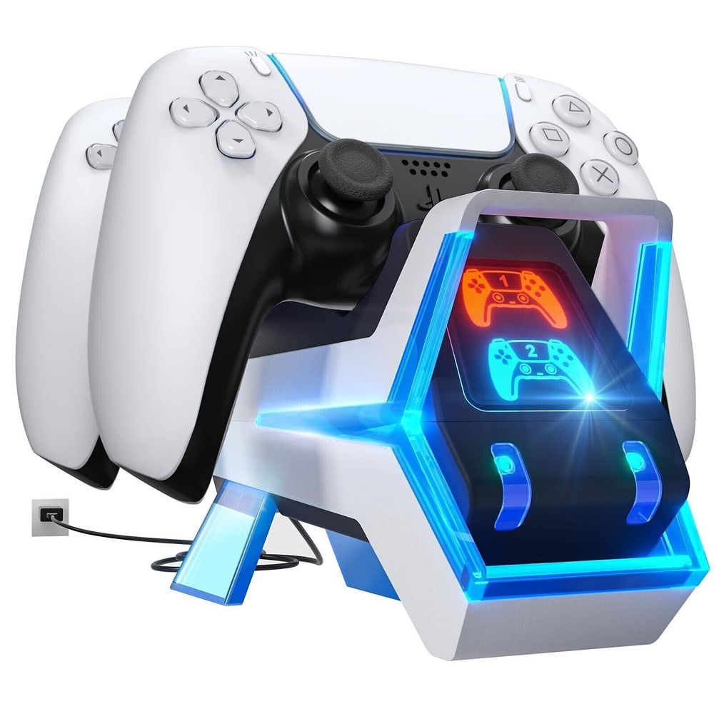 PS5 Controller Charger Station, PS5 Charging Station with Fast Charging AC Adapt