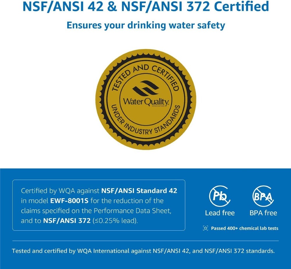 AQUA CREST 3US-AF01 Under Sink Water Filter, NSF 42 Certified Replacement, (6)