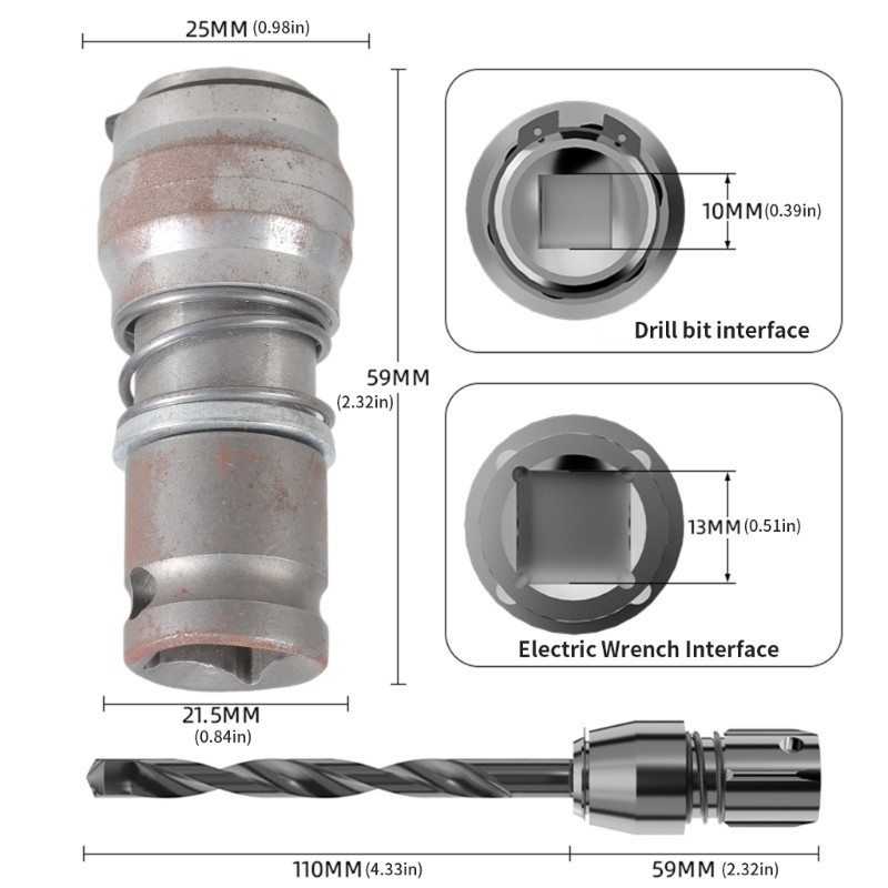 Electric Impact Wrench Adapter Drill Bit Hammer Conversion Head Converters