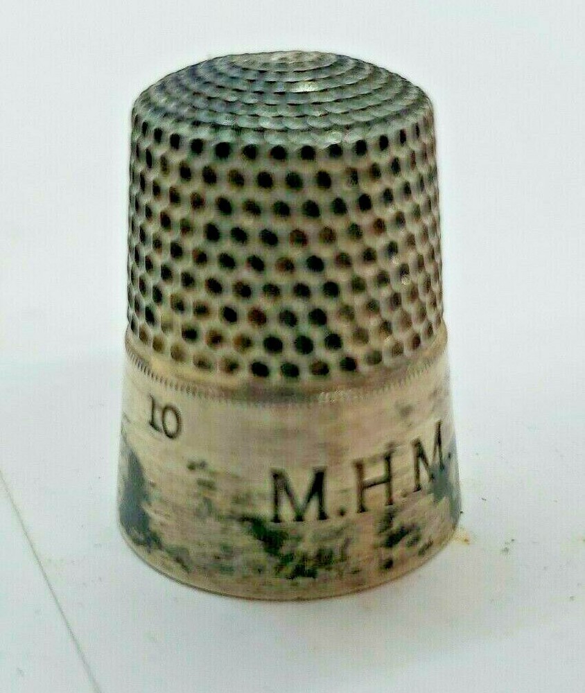 Sterling Silver Sewing Thimble, Size 10 unmarked MHM