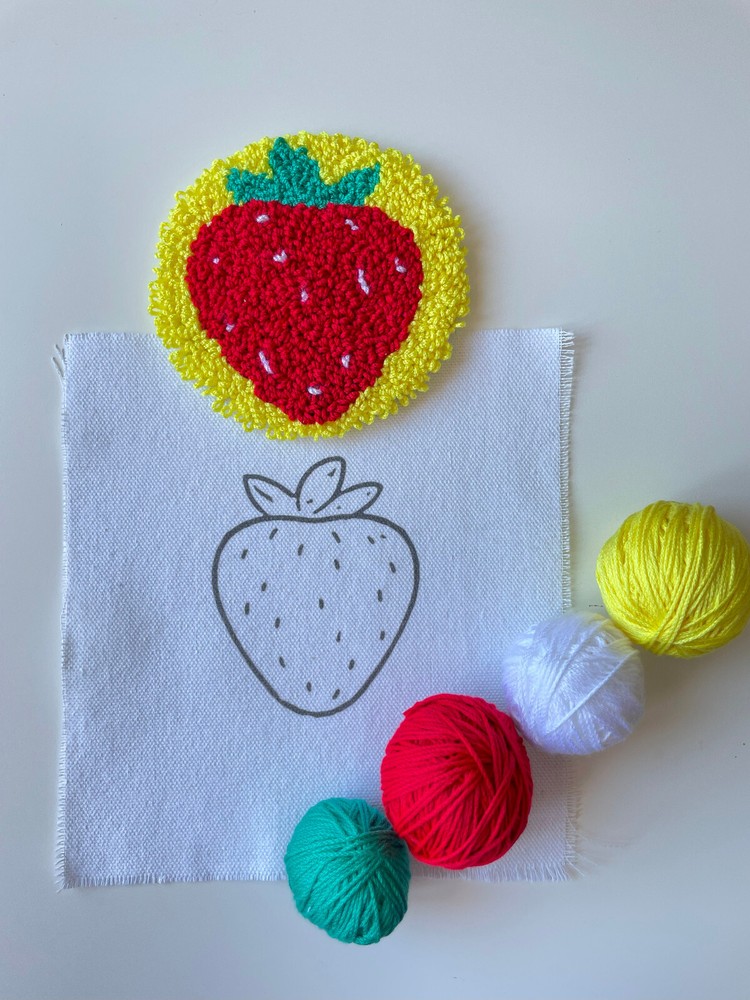 DIY Punch Needle Coaster Kit, Fruit Patterns