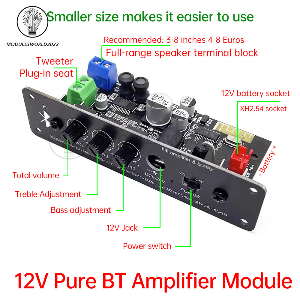 DC 12V HIFI Bluetooth 5.1 Amplifier Board Audio Car Amplifier MP3 Player Module