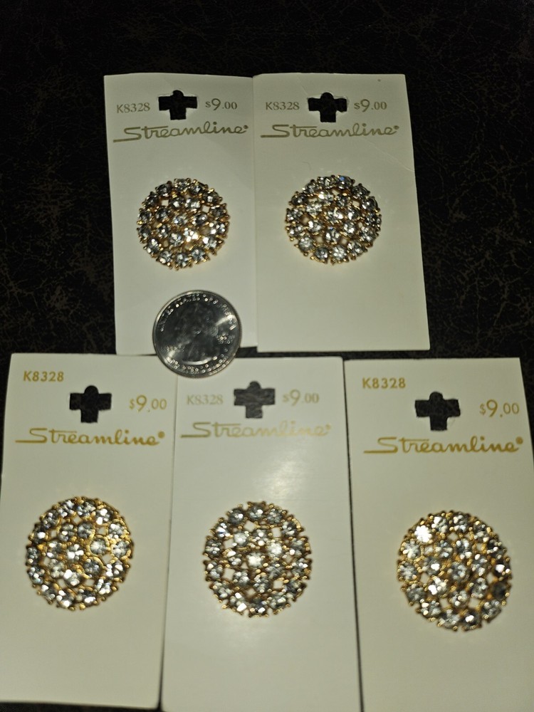 5 STREAMLINE RHINESTONE BUTTONS K8328