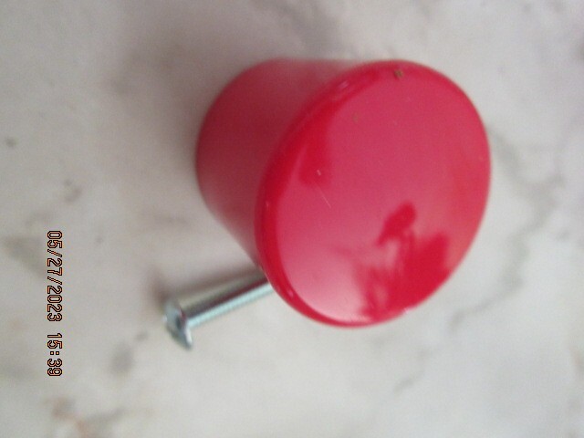 6 Vintage Knobs Wardrobe RED Plastic Pulls Cylinder Finger Grip Cabinet Drawer