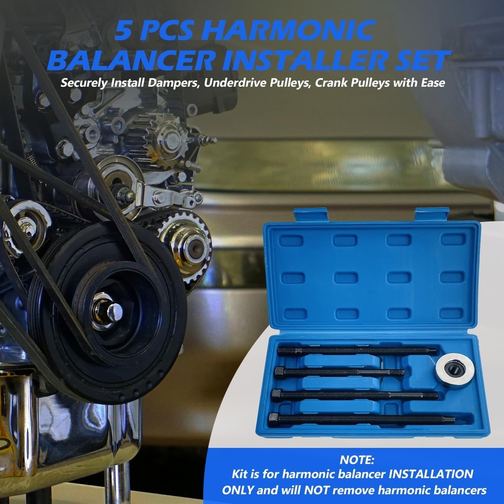 5Pcs Harmonic Balancer Installer Set, Extra Long Crank Pulley Damper