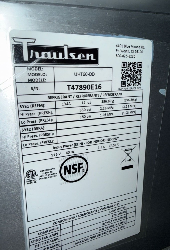 🚨 60” Traulsen under counter 4 Drawer prep fridge