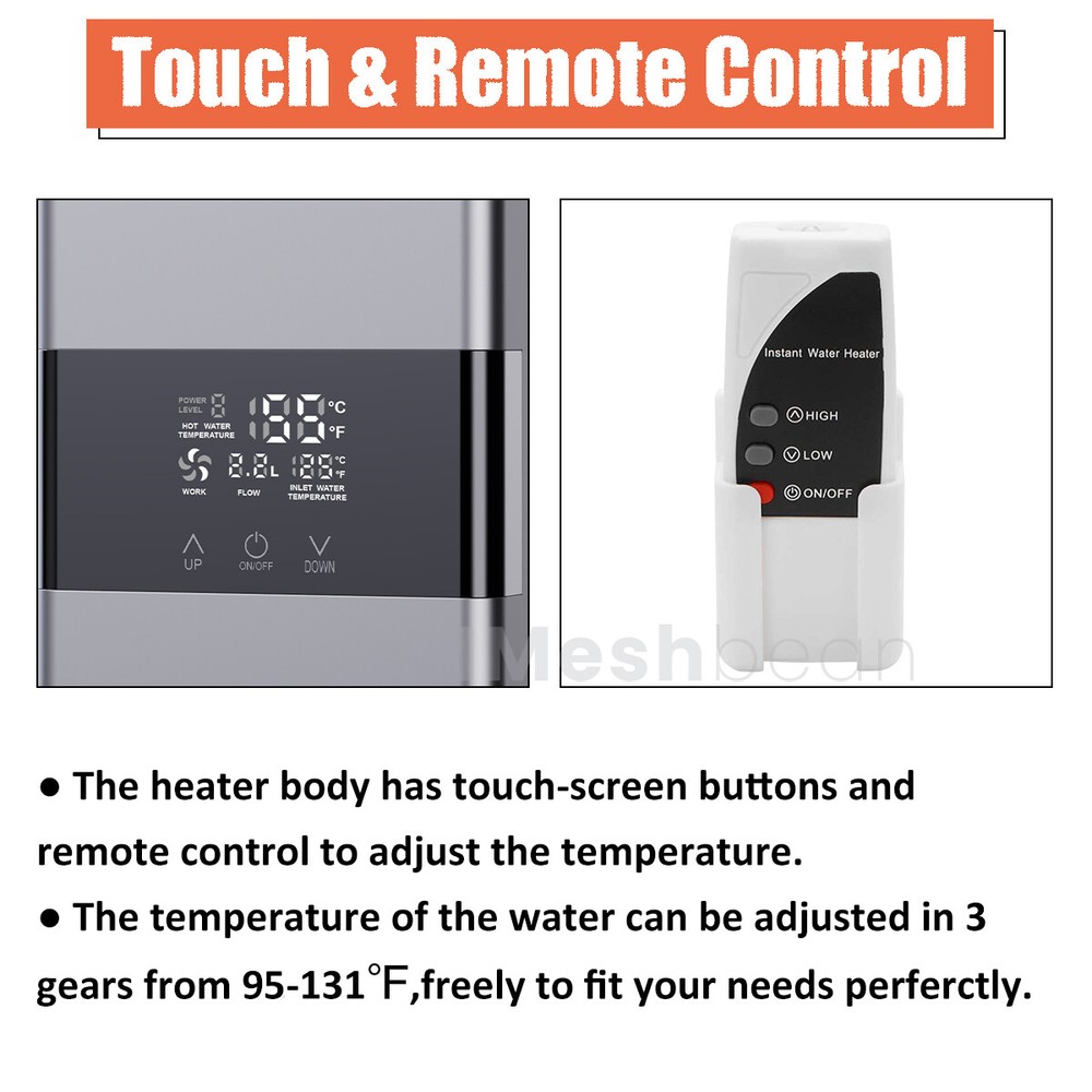 3000W Kitchen Electric Hot Tankless Water Heater Shower Instant Boiler Bathroom