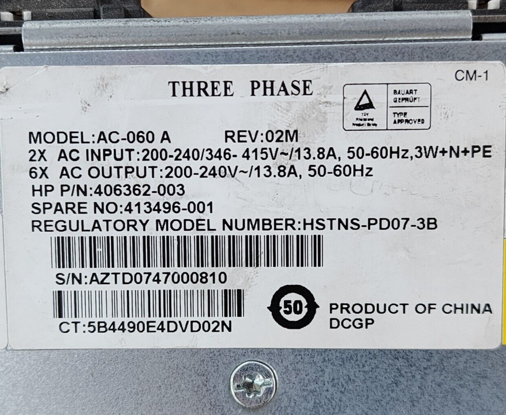 HP 413496-001 3-Phase AC Input Power Module for BLC7000 Enclosures