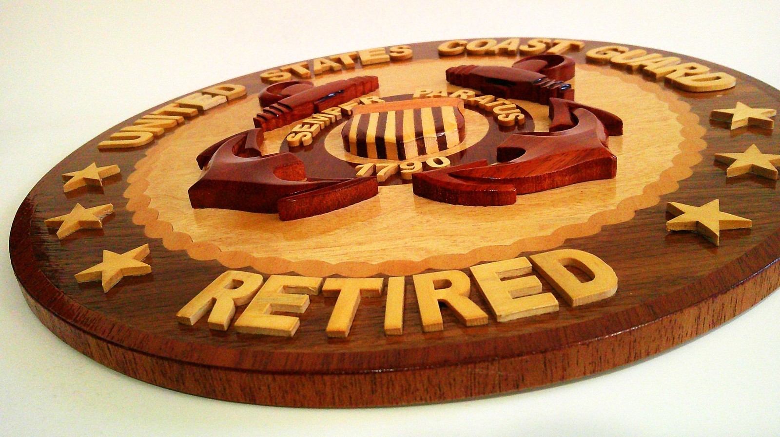 United States Coast Guard Retired Wooden Military Wall Plaque 11.5"