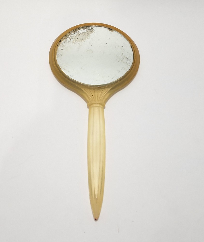 Vintage Vanity Hand Held Mirror Plastic