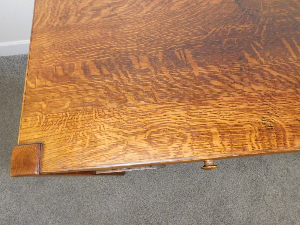 Antique 1920s Arts Crafts Mission Solid Oak Bookcase Desk Library Console Table
